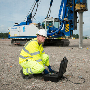 Employee carrying out testing and analysis work