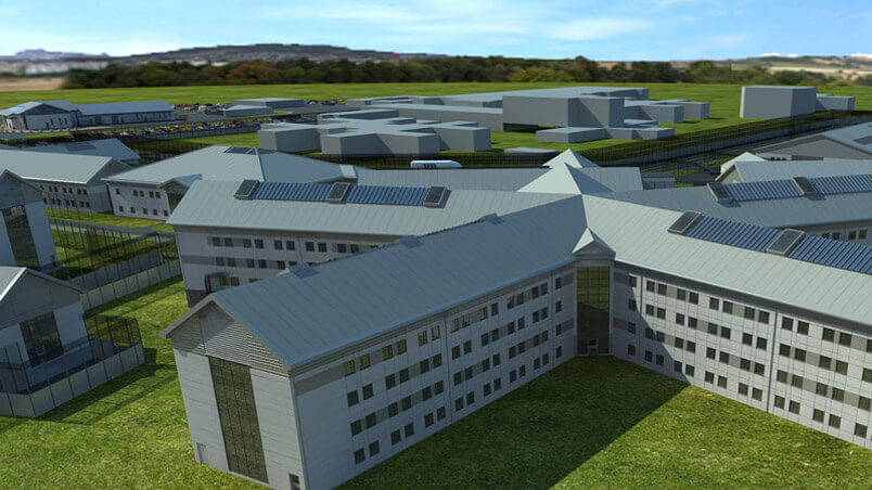 Arial view of a prison