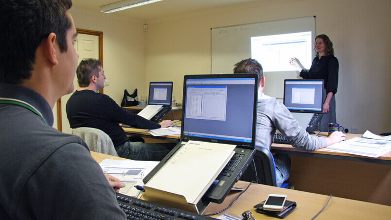 Training room of delegates undertaking a software training course