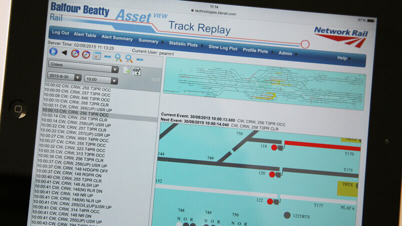 iPad showing Balfour Beatty Investment Holdings Ltd's AssetView software package in use