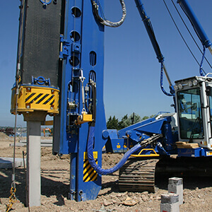 Picture of a precast driven pile being installed